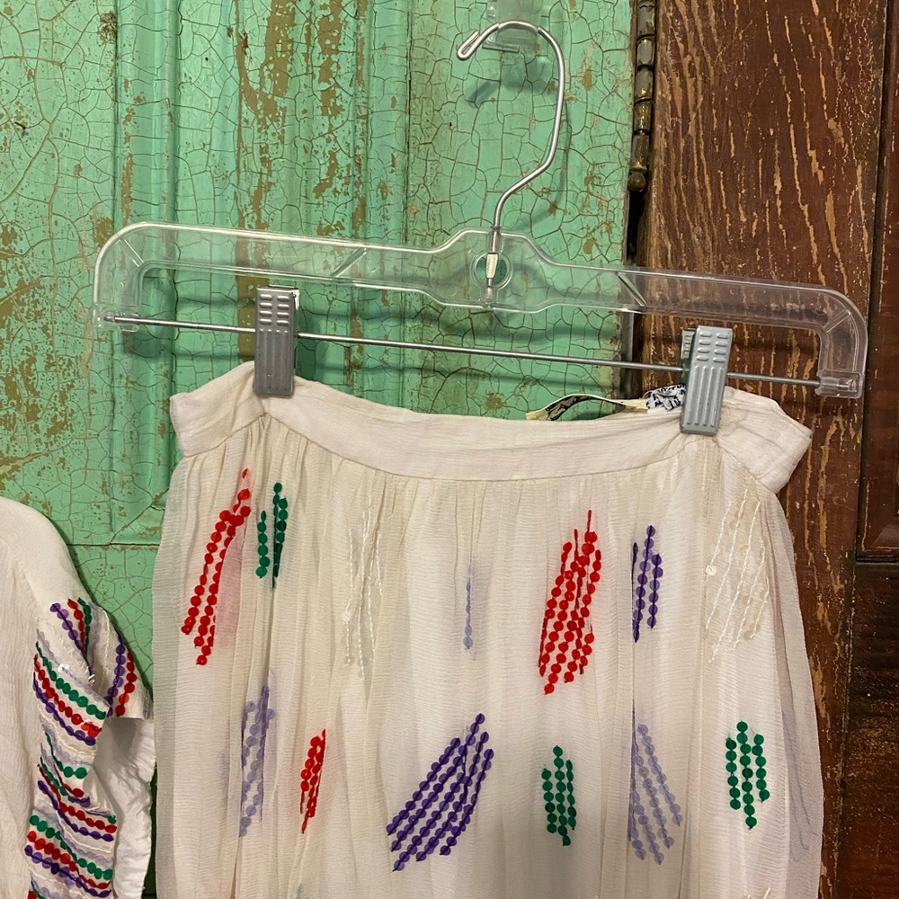 Vintage Colorful Patterned Sequined Maxi Skirt and Top - Picture 4 of 8